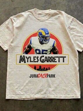 Myles Garrett Jurasack Park Shirt, Football Graphic Tee - White Unisex